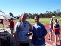Club President, Graeme Olden presents Ronnie Buckley with an engraved discus.